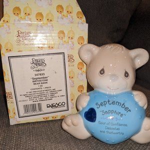 September birthstone bear bank - 1997- Precious Moments
